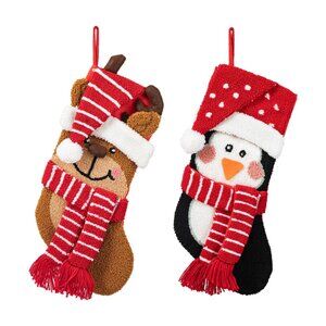 3D Hooked Stocking Santa Penguin and Reindeer